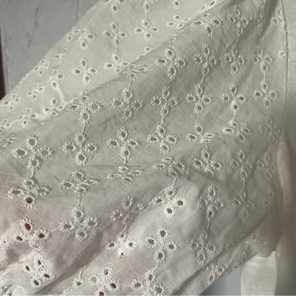 Sanctuary by Anthropologie White Eyelet Puff Sleeve Blouse T shirt Size Small - Picture 3 of 7